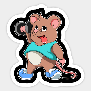 Mouse at Bodybuilding with Dumbbell Sticker